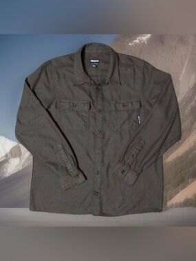 Outdoor Research Button Shirt Mens Feedback Flannel Twill Brown Large Heavy